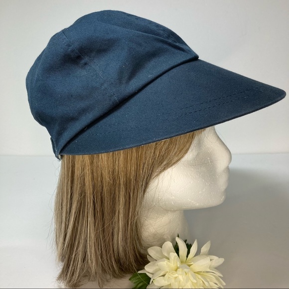 Reversible Sun Hat Wide Brim Navy Light Blue Floral NWOT - Picture 11 of 13